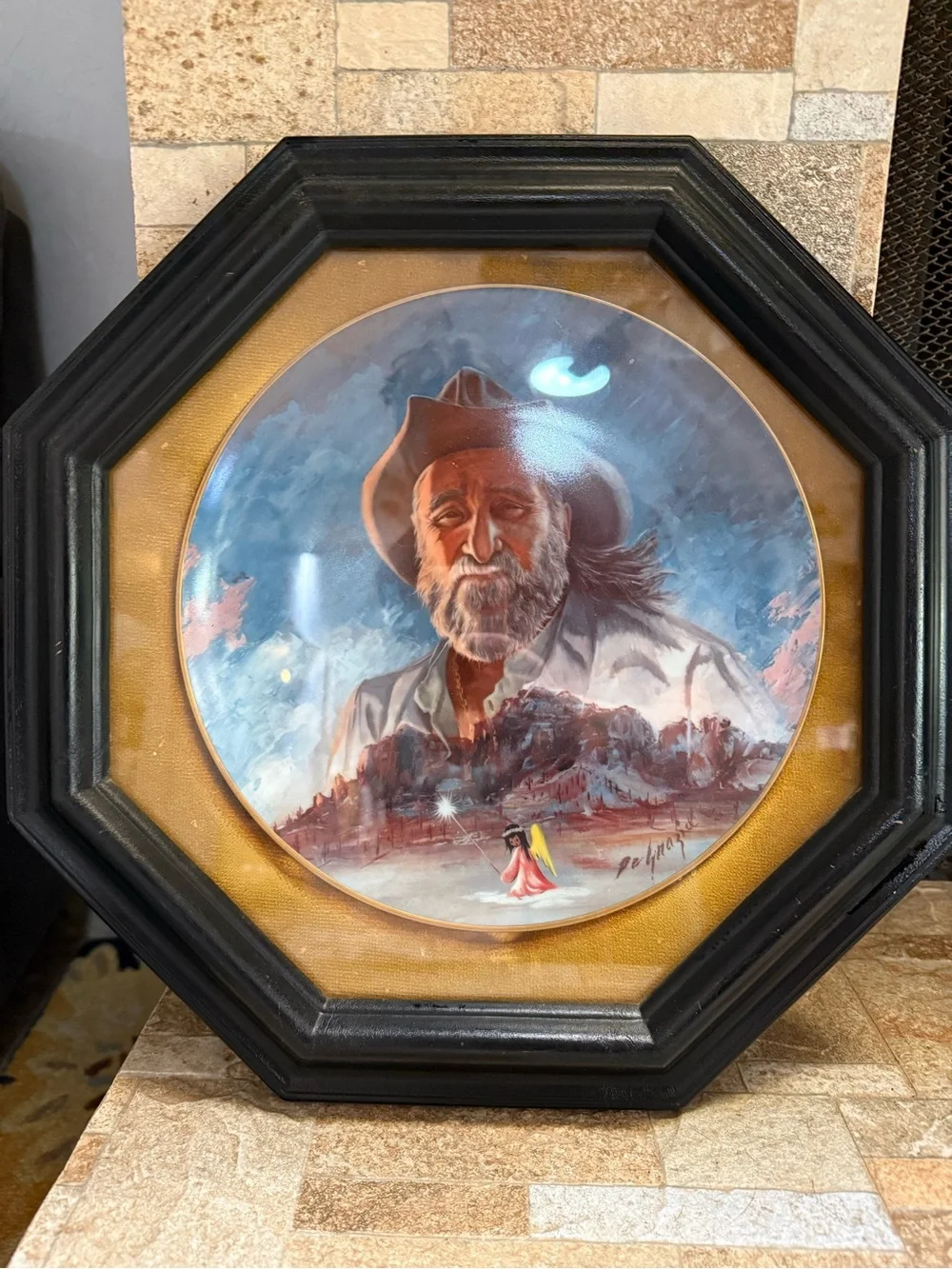 1983 DeGrazia and His Mountain Limited Edition Collector Plate #4156 Framed